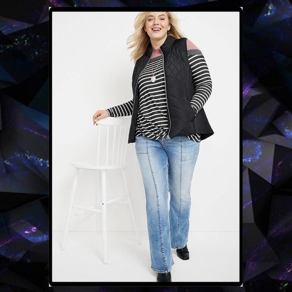 Maurice's Plus Size Striped Colorblock Front Knot Mixer Tee 3X - Picture 4 of 9